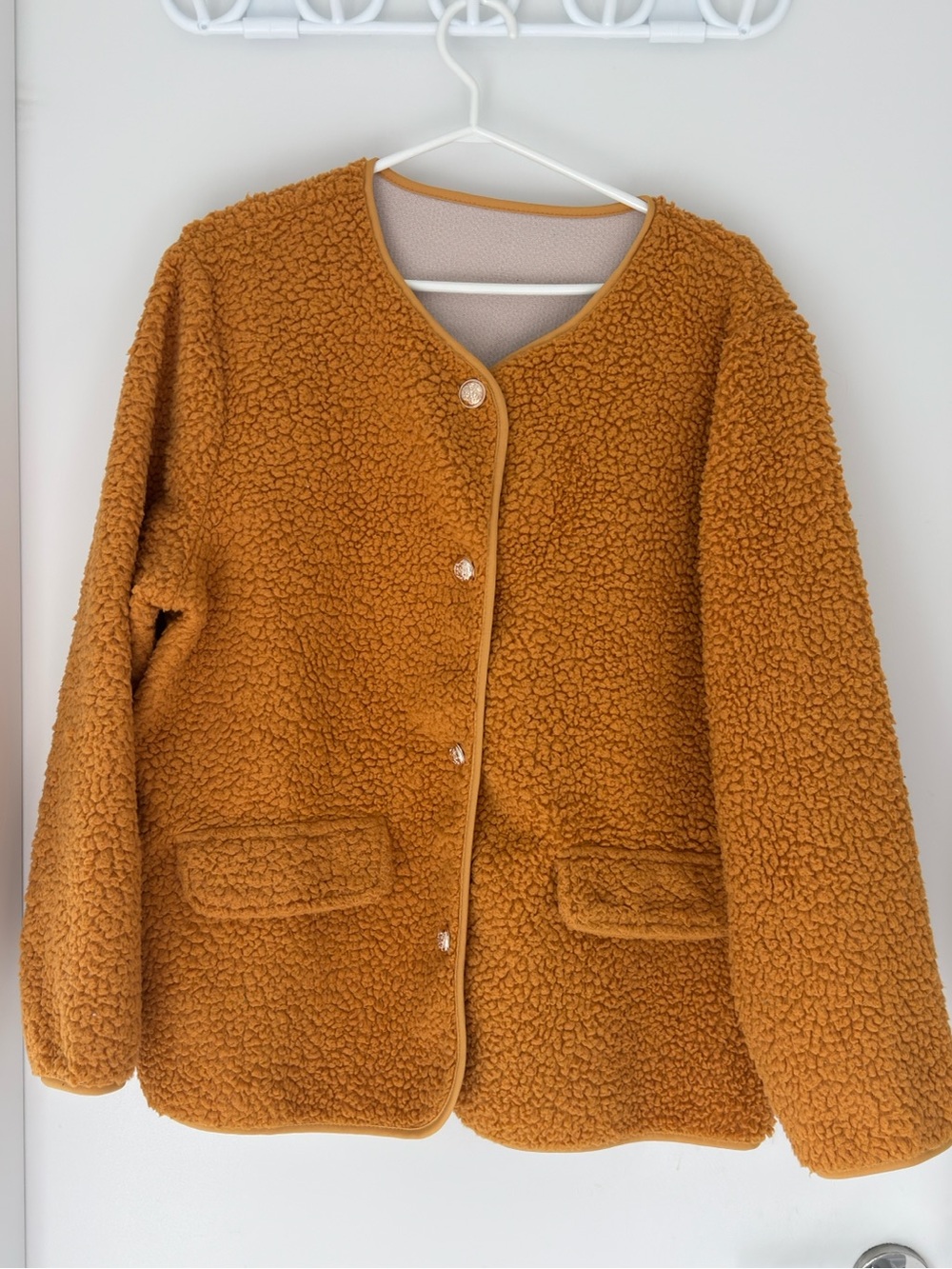 Cozy Women's Sherpa Jacket in Mustard